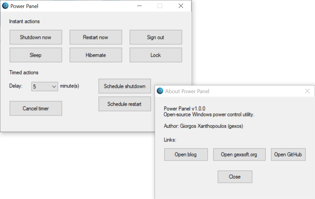 Power Panel – Quick Access to Essential Power Actions